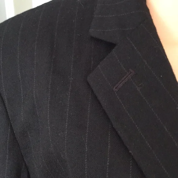 Ralph Lauren wool charcoal gray pinstriped blazer
